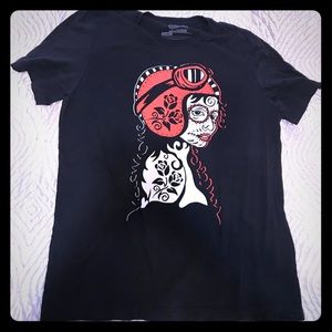 Sexy zombie motorcycle woman tee - ooak artist tee